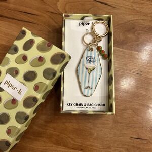 Piper K Keychain Tini‎ Time Martini Glass Handbag Purse Keychain Bag Charm